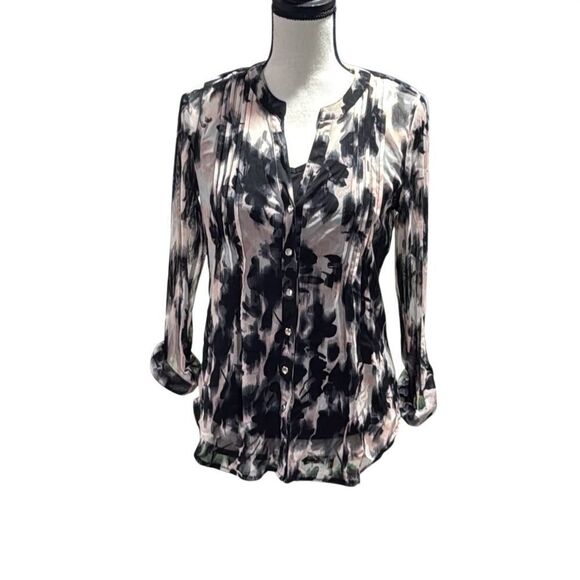 INC sheer blouse with removable v-neck camisole - Picture 1 of 5